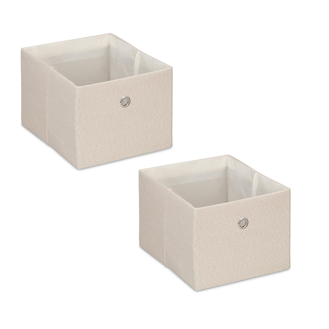 Relaxdays Aufbewahrungsbox, kleine Ordnungsbox aus Stoff, 2er-Set, HBT: 16 x 20,5 x 25 cm, Faltbarer