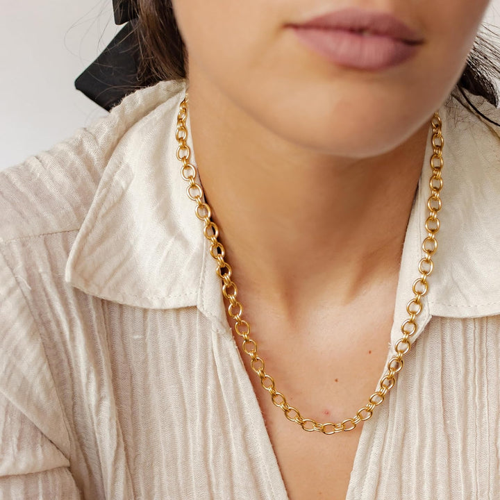 Happiness Boutique Damen Ankerkette in Gold | Statement Chunky Chain Rundankerkette aus Edelstahl Wa