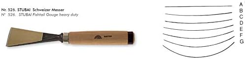 STUBAI Stemmeisen Stechbeitel Serie 52 - Form 66 | Schweizer Messer Form E 80 mm, mit Holzgriff, zum