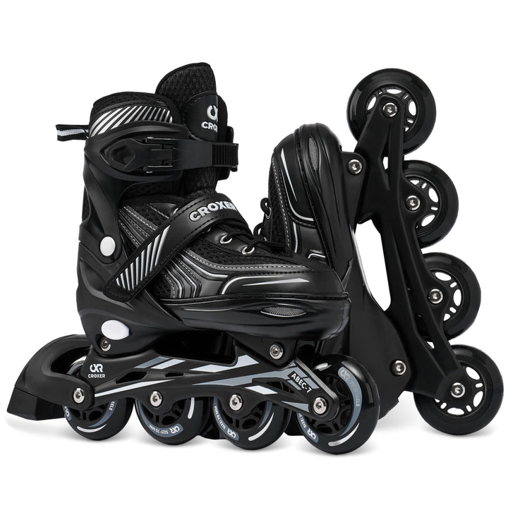 Optima Inline Skates Inliner für Kinder Erwachsene verstellbar 39-42 (24cm-26,5cm) Schwarz, 39-42 (2