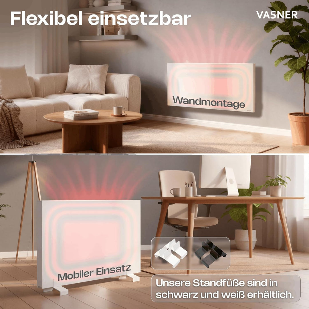 VASNER Konvi RX Funk Infrarotheizung - Elektroheizung Konvektionsheizung inkl. Wandmontage 600-1200