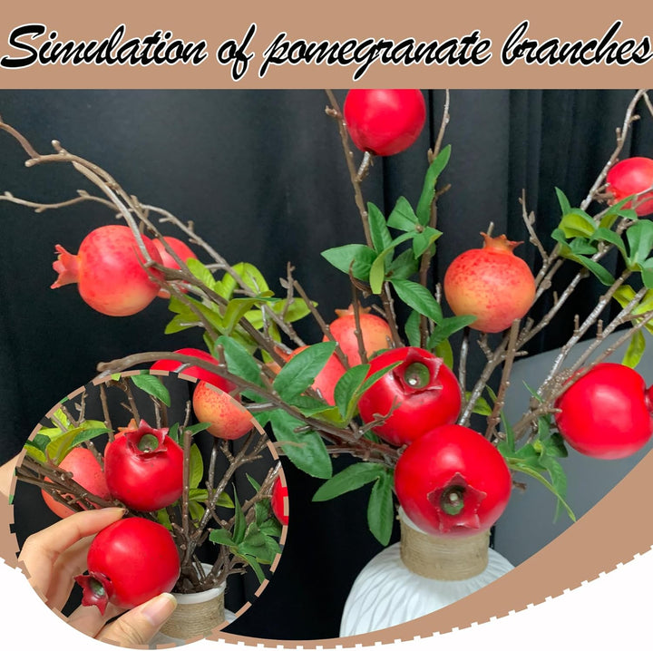 DHER 6 pcs Künstlicher Granatapfelzweig, Simulation Obst Dekoration, für Haus, Tischdekoration, Hoch