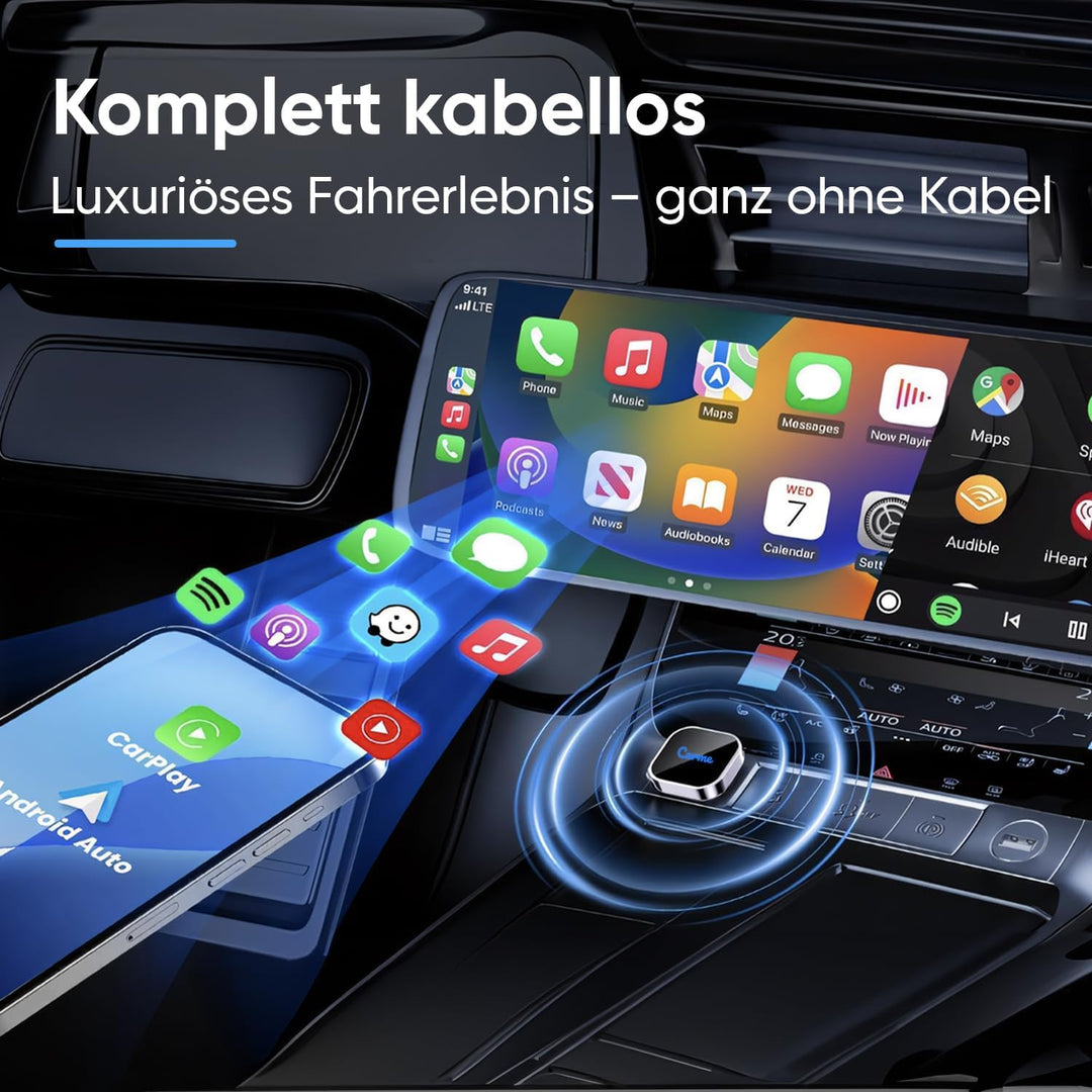 CarMe Ultra Mini 2-in-1 CarPlay Wireless Adapter & Android Auto Wireless Adapter, wandelt kabelgebun