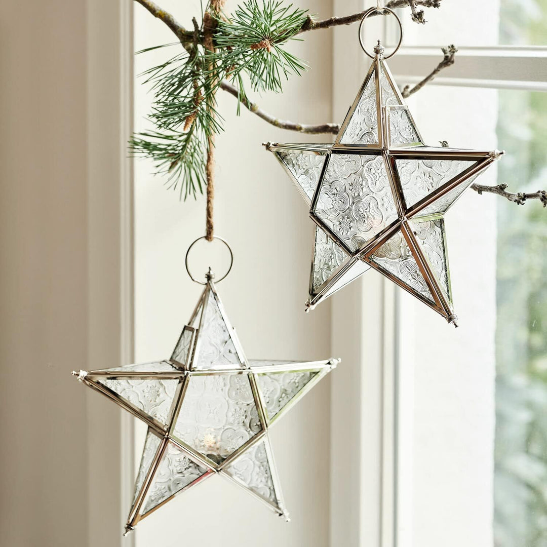 LOBERON® Windlicht 2er Set Kian, Sternenform, für Teelichter, Weihnachtsdekoration, Weihnachten, Mes