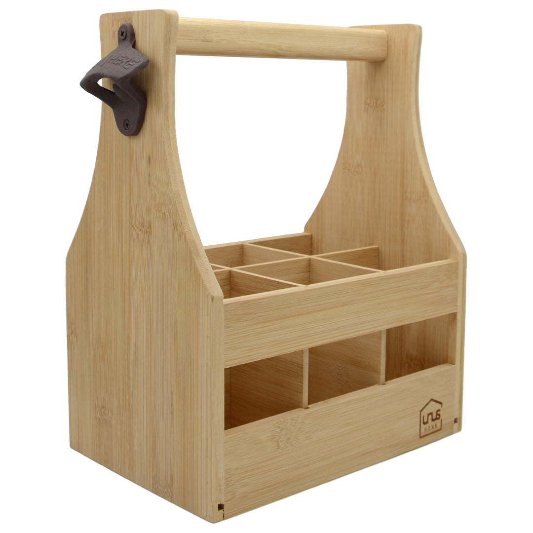 UNUS Home Männerhandtasche aus Bambus Bier, Flaschenträger aus Holz für 6 Flaschen, Bierträger mit F
