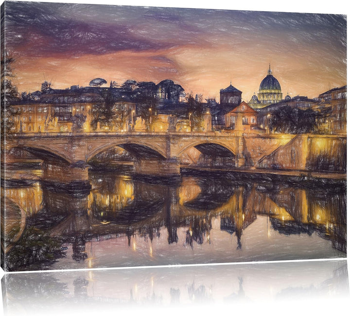 Pixxprint Rom Kathedrale St. Peter / 100x70cm Leinwandbild bespannt auf Holzrahmen/Wandbild Kunstdru