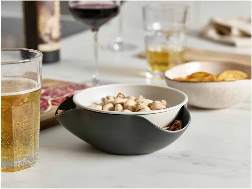 Joseph Joseph Double-Dish Servierschale für Oliven, Nüsse, perfekt für Aperitifs, Grey, Pistazie
