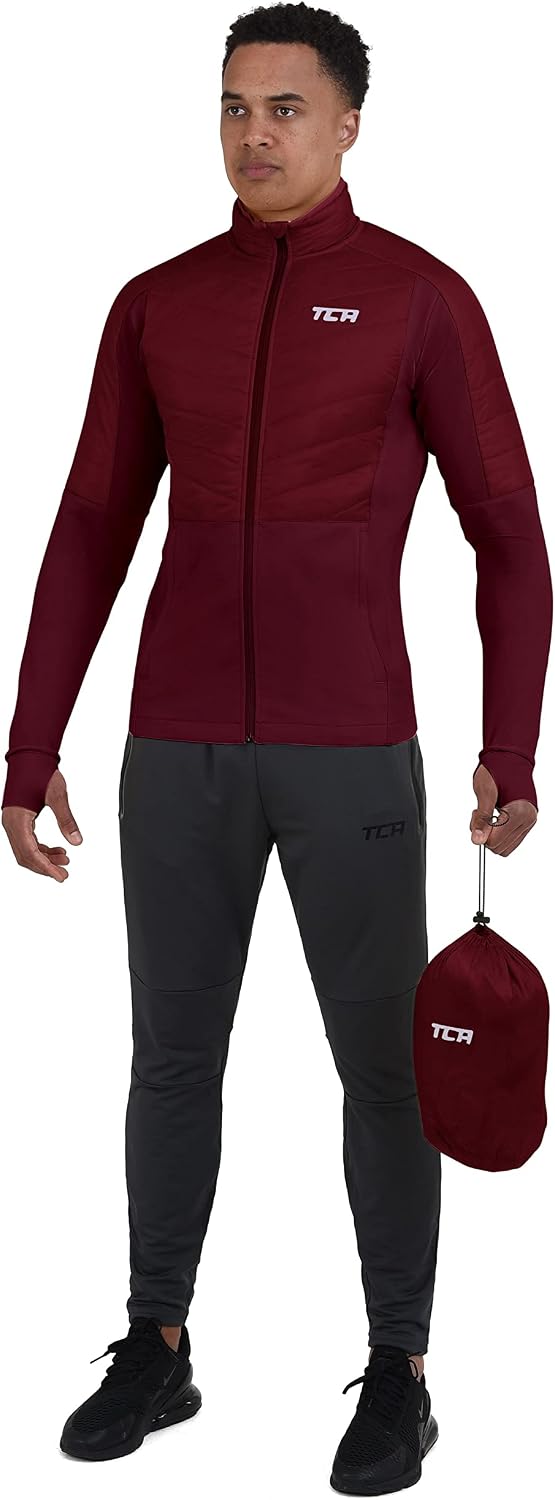 TCA Herren Excel Runner ganzjährige, leichte, wasserabweisende verstaubare Laufjacke L Cabernet, L C