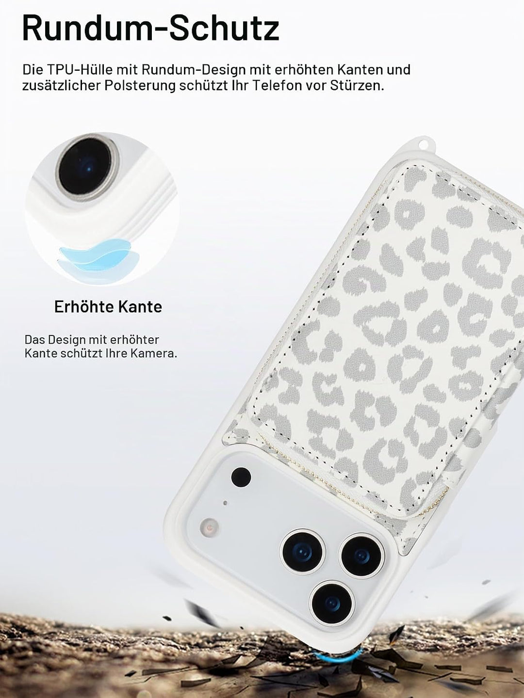 ELTEKER Handyhülle für iPhone 17 Pro Max Hülle mit Band Verstellbarem Schultergurt, Reissverschluss