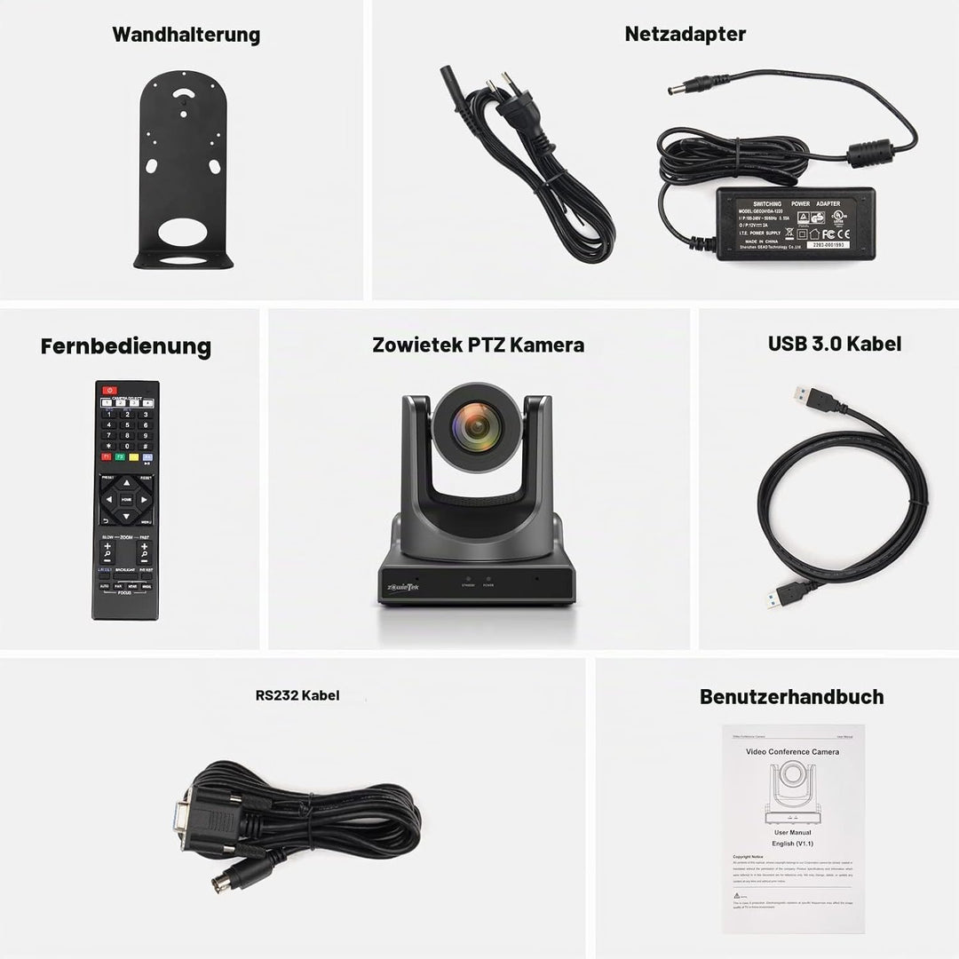 zowietek New Gen PTZ AI Kamera PoE | KI-Tracking-| 20-facher optischer Zoom | gleichzeitigen SDI-, H
