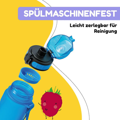 schmatzfatz Trinkflasche Kinder Auslaufsicher 0,5L, Sport Trinkflasche Schule zum Wandern & Fitnesss