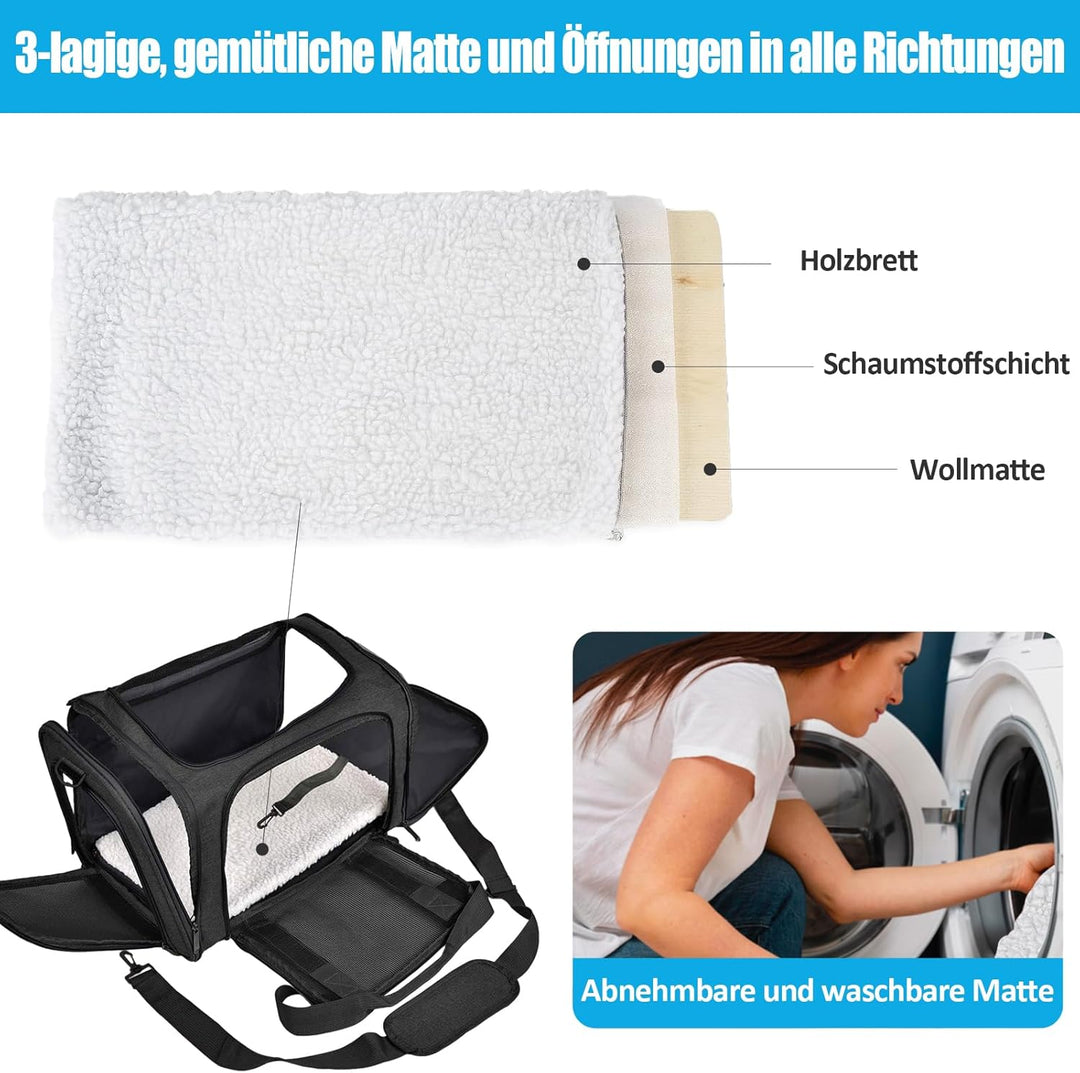 TOFFCAEA Transporttasche für Katze Hund, Hundetransportbox, Faltbare Katzentransportbox, tragbar, 8k