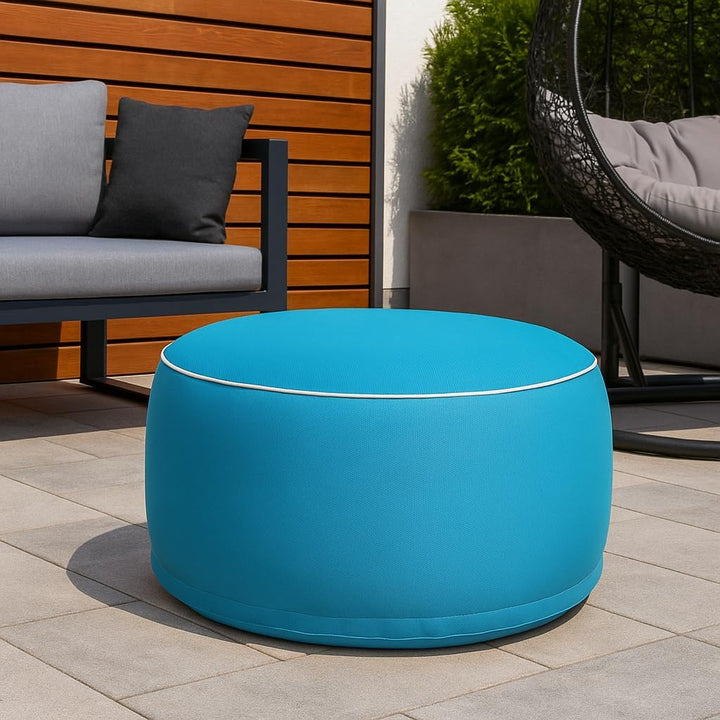 Brandsseller Outdoor Sitzhocker aufblasbar – Pouf Ø 55 x 25 cm – wasserabweisender Sitzsack für Gart