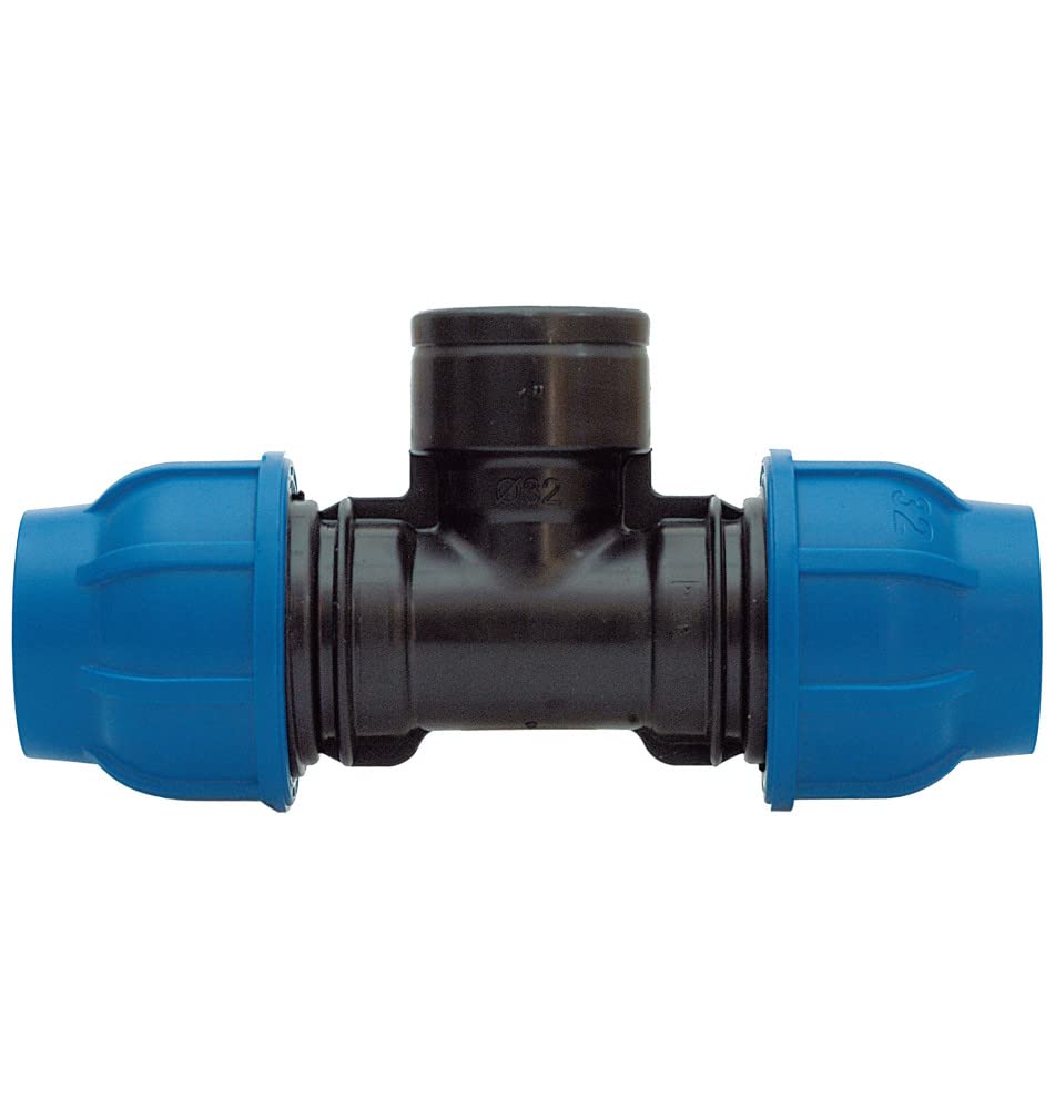 PP-Fitting 90mm T-Stück mit 4" Innengewinde - PE Rohr - IG Abzweigung PE Verschraubung Klemmverbinde