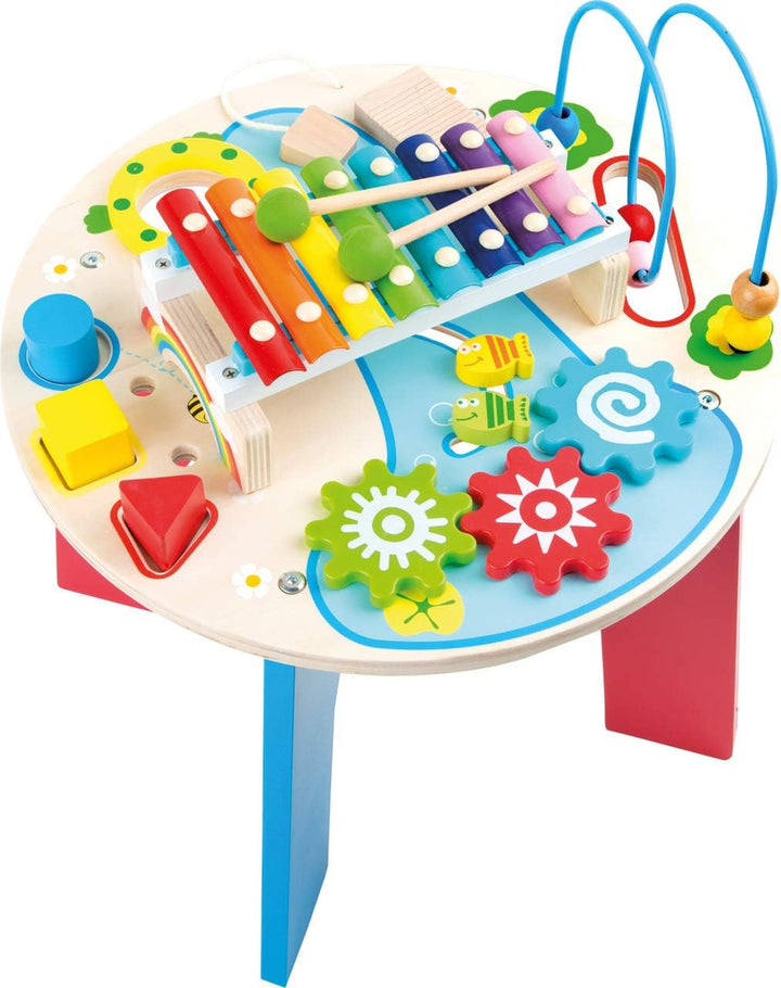 small foot Motorik- und Musiktisch "2 in 1" aus Holz, mit Motorikschleife, Formenspiel, Xylophon, ab