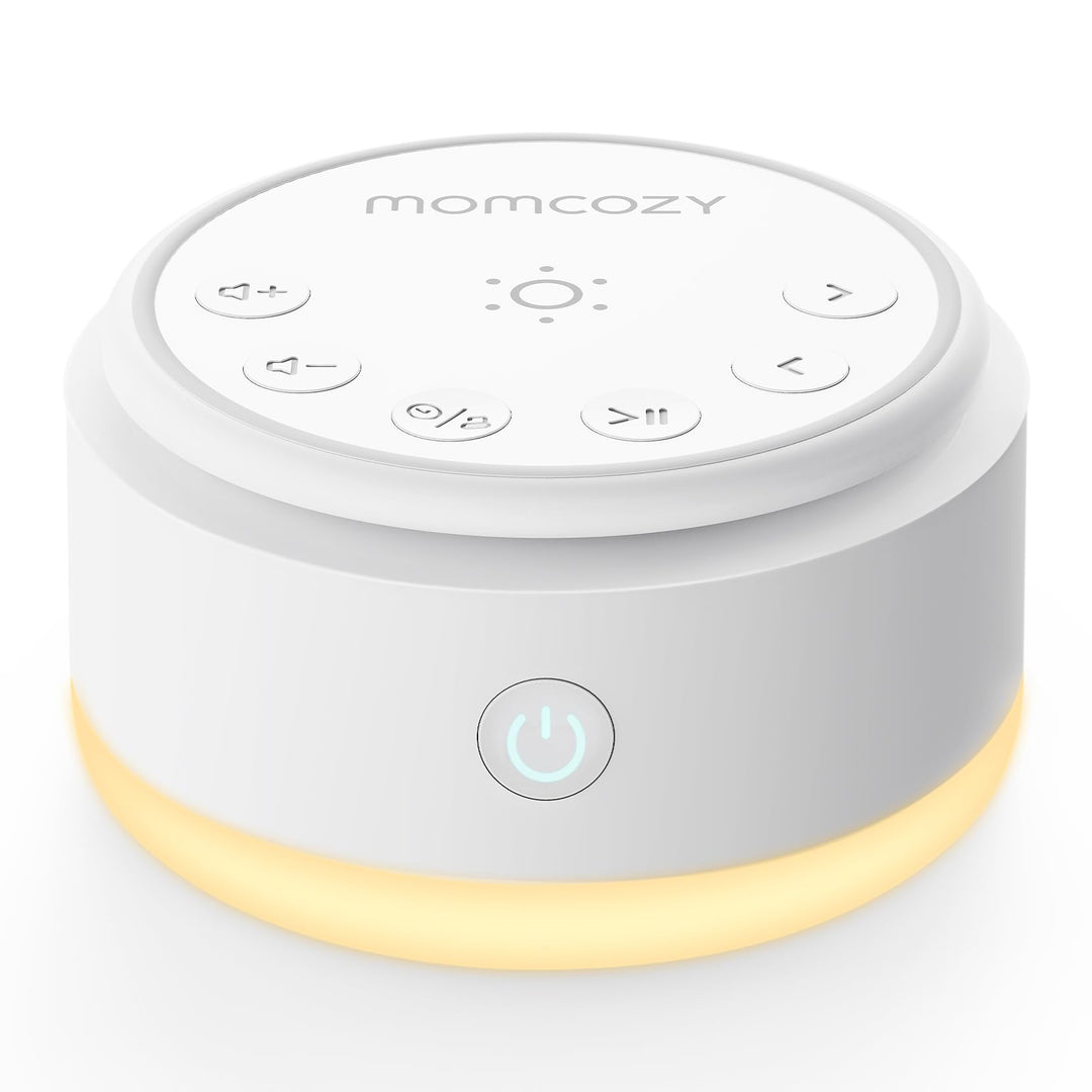 Momcozy Geräuschmaschine für Babys – 20 Beruhigende Geräusche und Touch-Licht, Tragbar Weisses Rausc