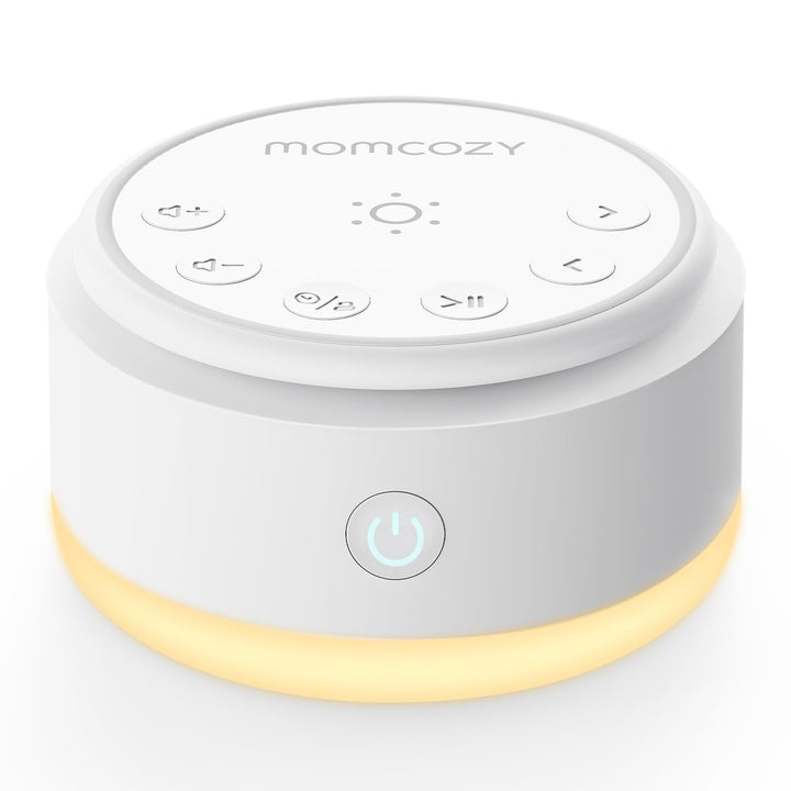 Momcozy Geräuschmaschine für Babys – 20 Beruhigende Geräusche und Touch-Licht, Tragbar Weisses Rausc