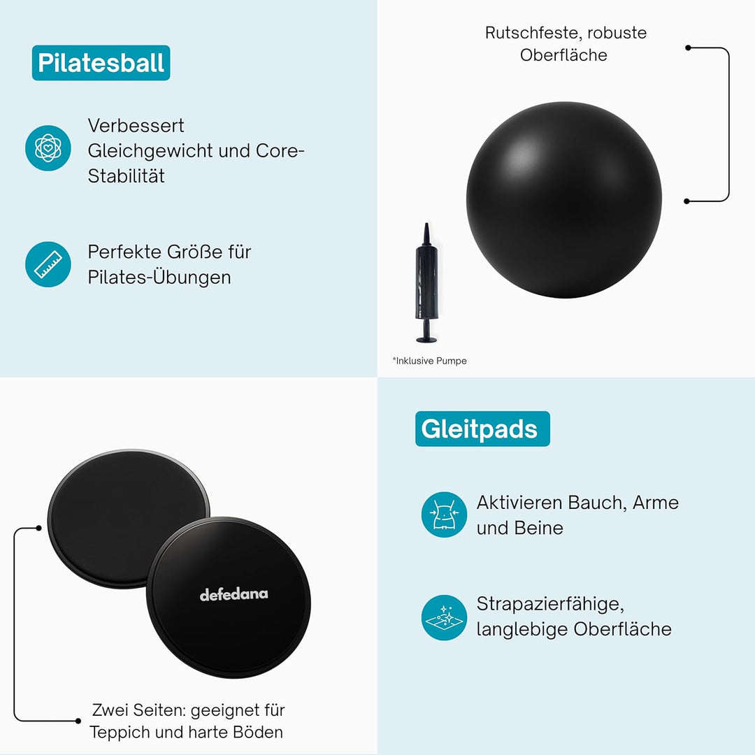 Pilates Set, Pilates Ball, Gymnastikband, Theraband, Terrabänder, Widerstandsbänder, Fitnessbänder -
