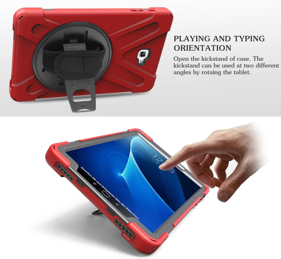Gerutek Hülle für Galaxy Tab A 2016 10.1 (SM T580/T585) Heavy Duty Rugged Fullbody Stossfest 360 Gra