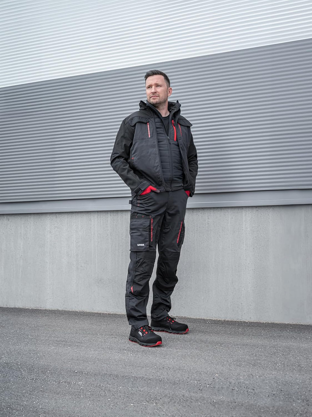 Uvex Tune-up Softshell-Arbeitsjacke für Herren - atmungsaktiv & wasserabweisend XXL Schwarz/Rot, XXL