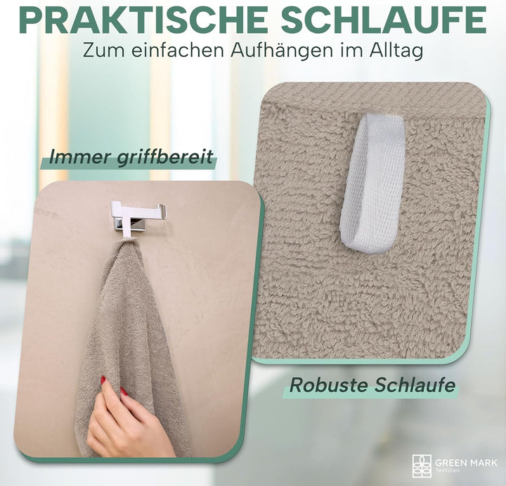 NatureMark 8er Spar-Pack Frottier Handtücher, Handtuch-Set, 50 x 100 cm, Sand/Beige, 100% Baumwolle,