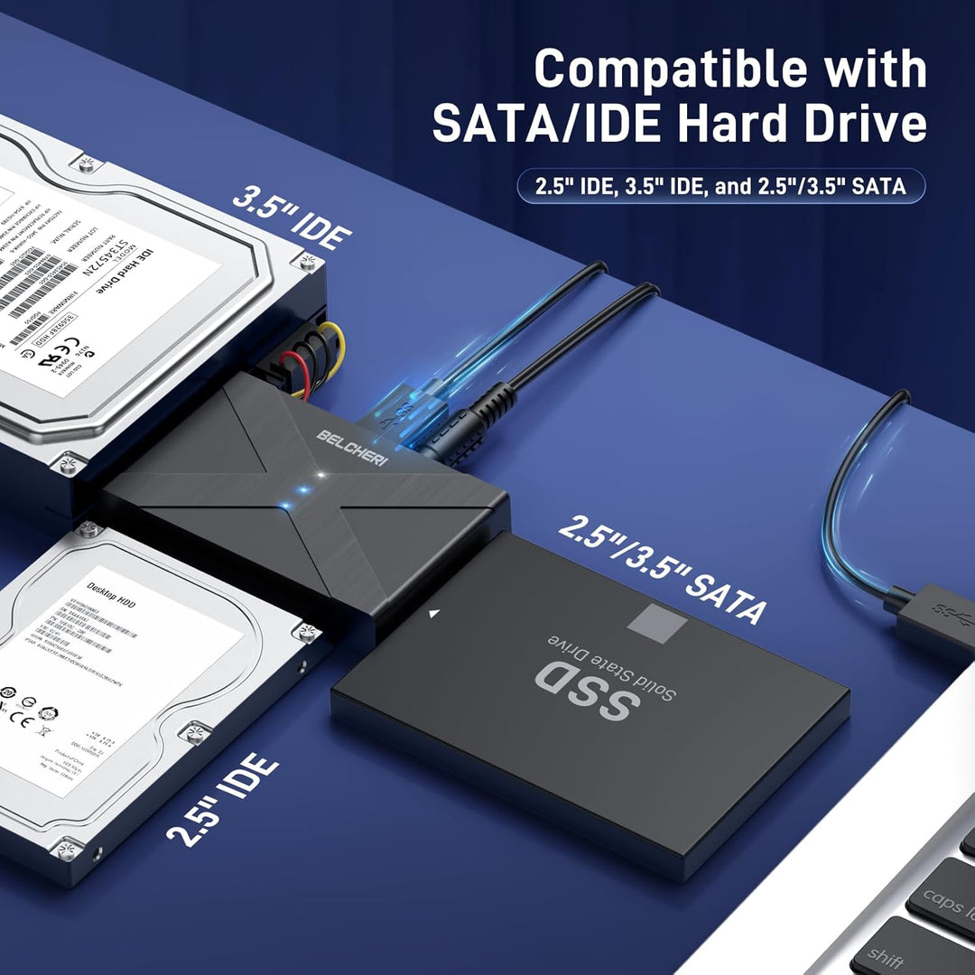 USB 3.0 auf IDE- und SATA-Adapter, externer Festplattenadapter für universelle 2,5 oder 3,5 Zoll SAT