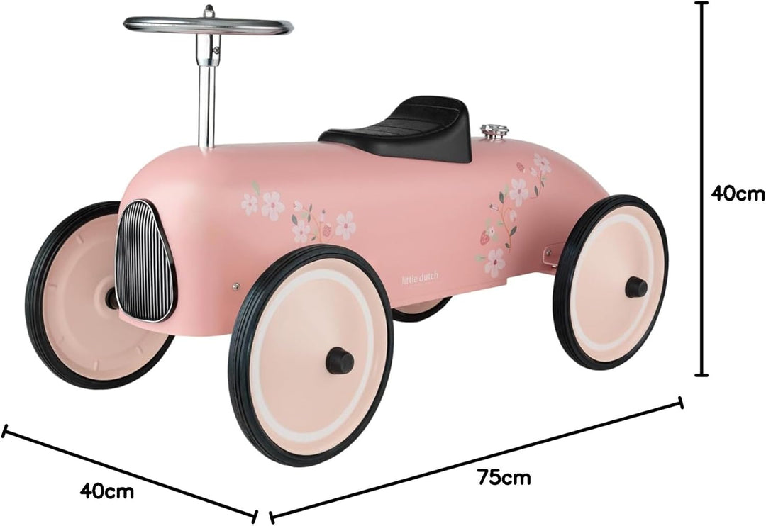 Little Dutch Retro Rutschfahrzeug Auto mit Lenkrad - rosa
