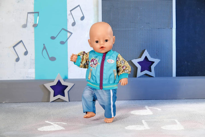 BABY born 833599 Outfit mit Jacke 43cm - Puppenkleidung Set bestehend aus blauer Jeans-Hose, türkise