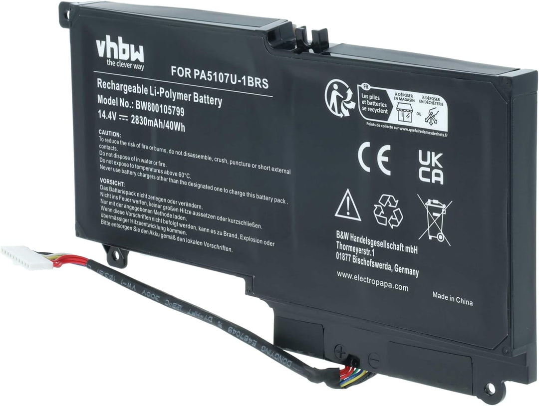 vhbw Akku kompatibel mit Toshiba Satellite P50-B-118, P50-B-119, P50-B-11G, P50-B-11L, P50-B-11P Not
