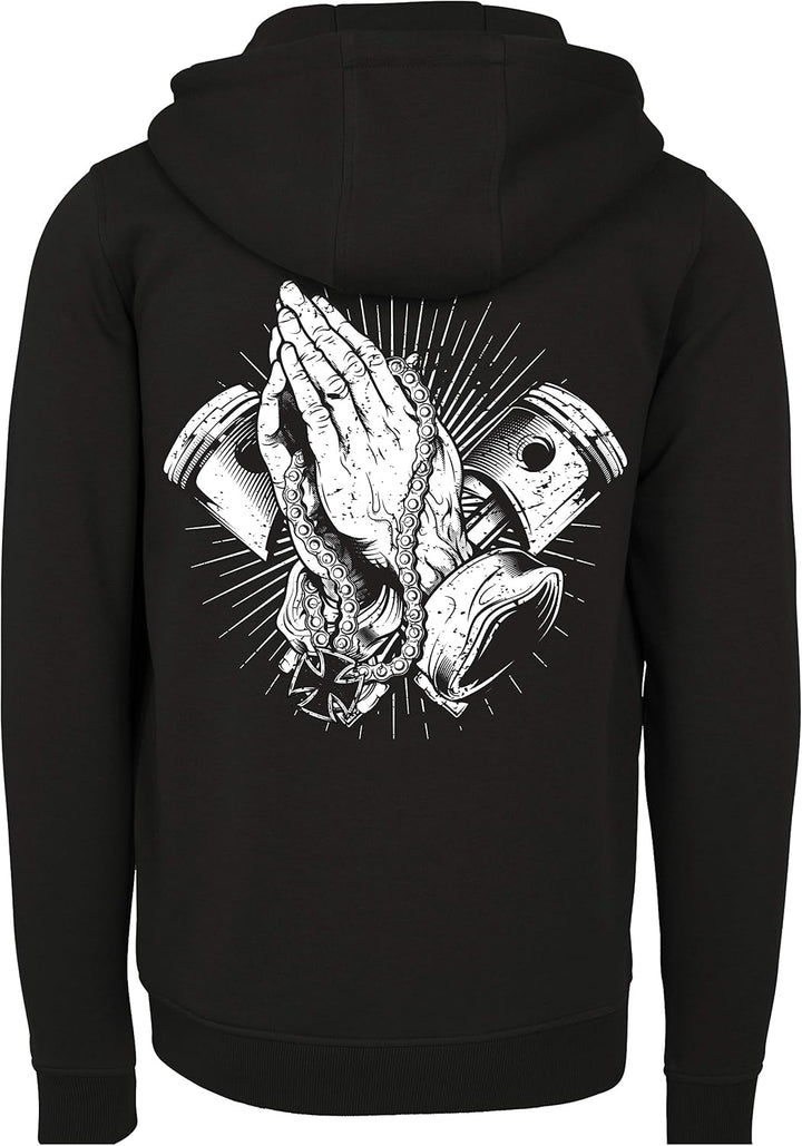 Baddery Biker Hoodie Herren : Biker Pray - Sweatjacke Männer Motorrad Kapuzenjacke - Geschenk Motorr