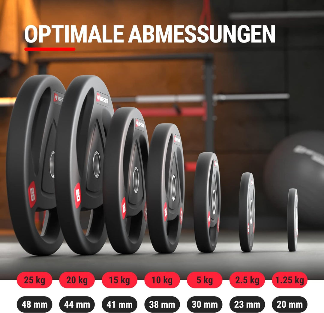 Hop-Sport 15 kg Profi Studio Gusseisen Olympia Hantelscheibe 50mm gummiert Guss Gewichte Hantel Set