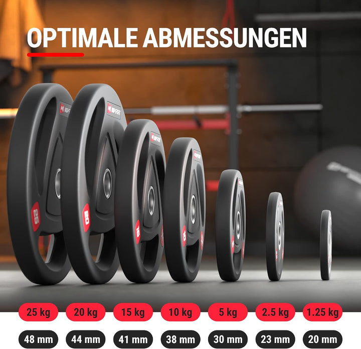 Hop-Sport 25 kg Profi Studio Gusseisen Olympia Hantelscheibe 50mm gummiert Guss Gewichte Hantel Set