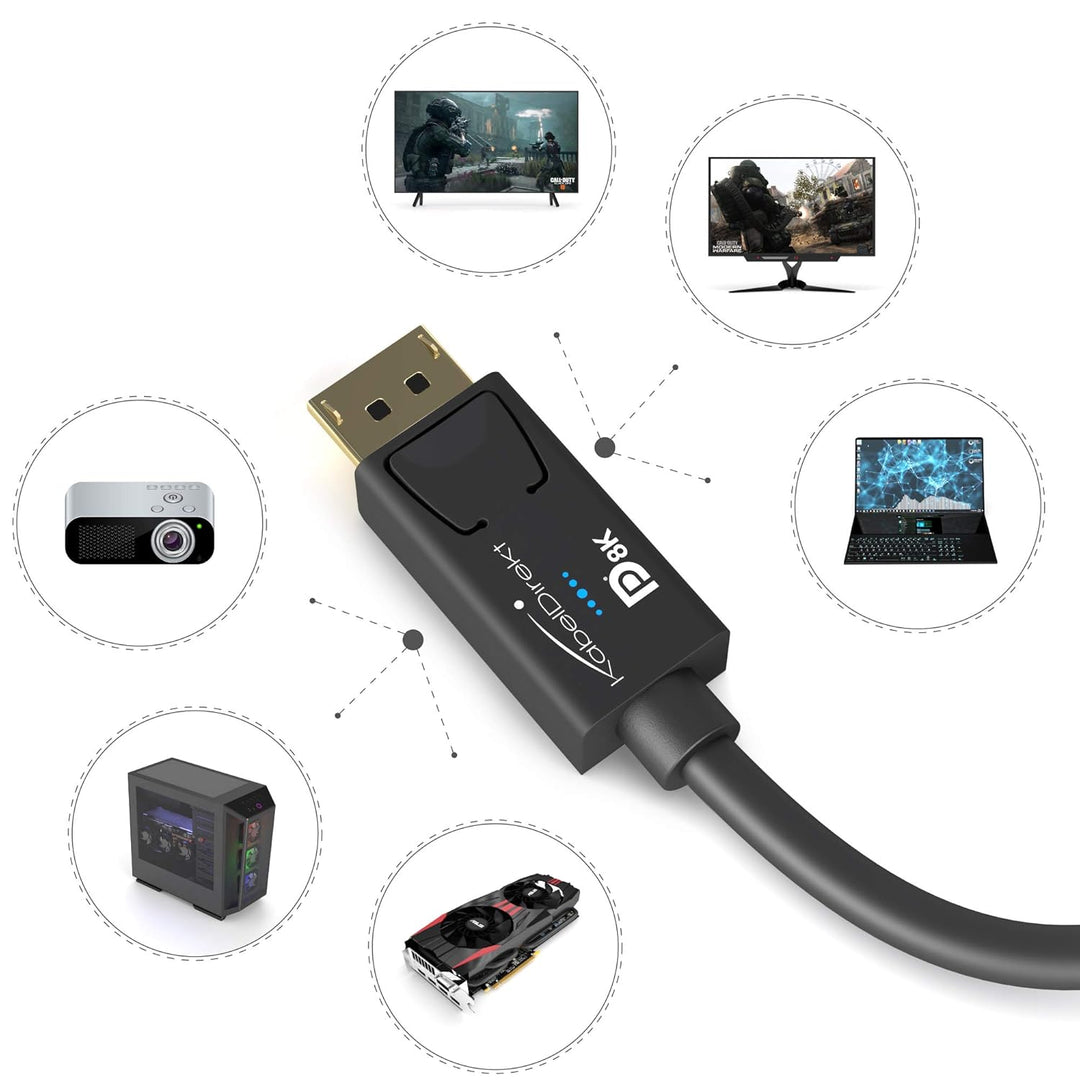 KabelDirekt – 8K DisplayPort Kabel &amp; DP Kabel, mit spezieller A.I.S. Schirmung &amp; offizieller VESA Ze