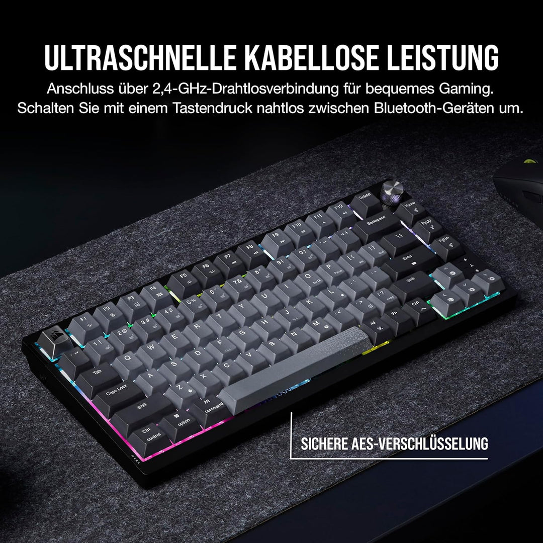 Corsair K65 Plus Wireless 75% RGB Hot-Swap-Fähige Mechanische Gaming-Tastatur - Vorgeschmierte MLX R
