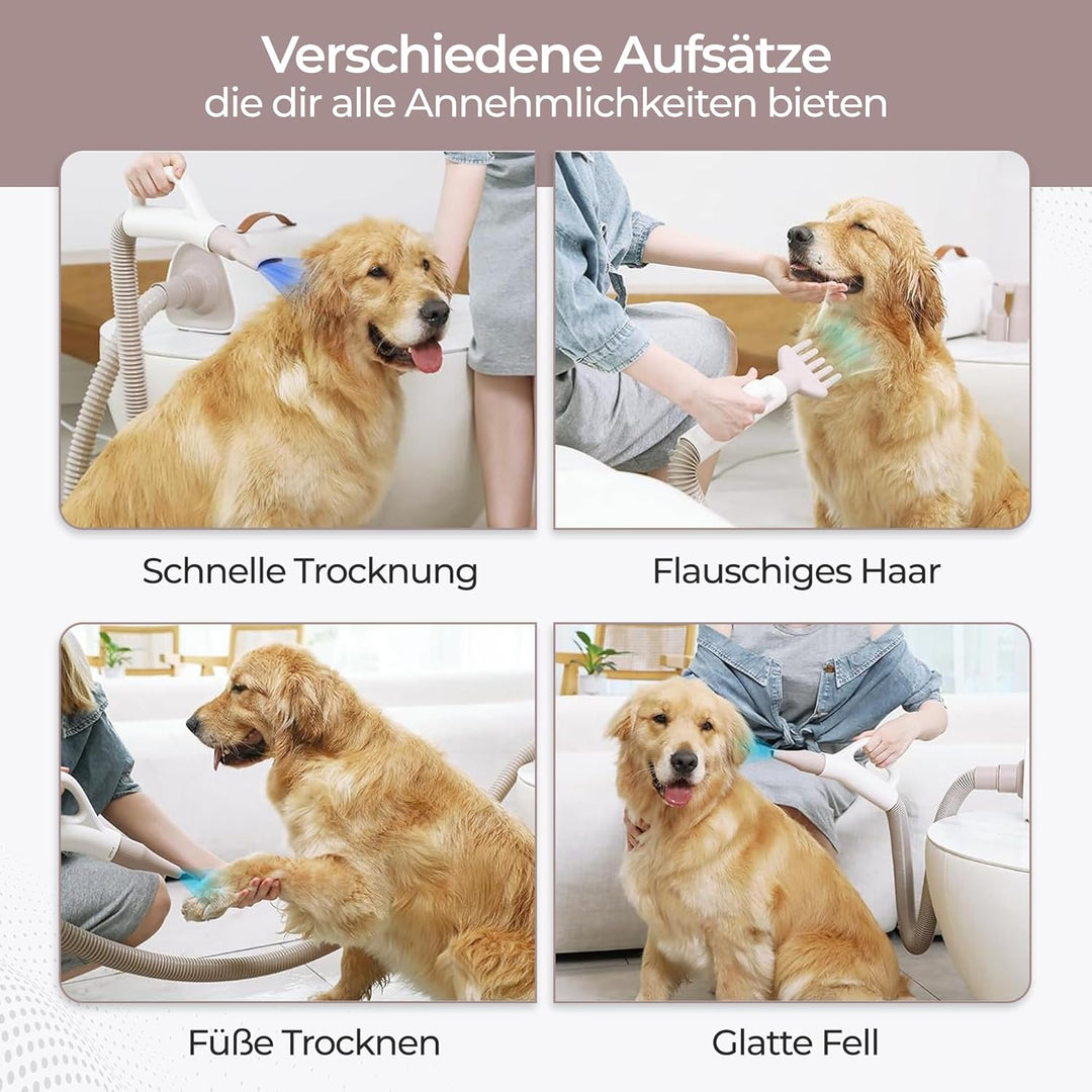 Olvy Hundefön Hundetrockner für Hundepflege Tierfön mit Einstellbarer Windgeschwindigkeit, Hundetroc
