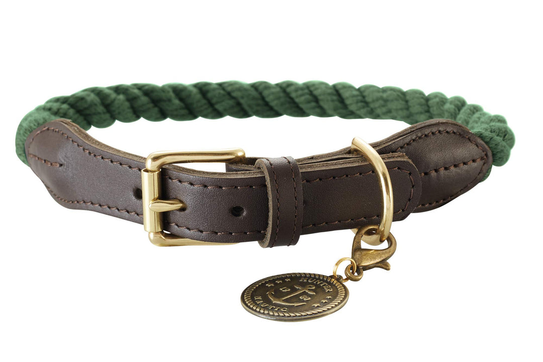 HUNTER LIST Hundehalsband, Tau, Leder, maritim, strapazierfähig, wetterfest, geschmeidig, 50 (S-M),
