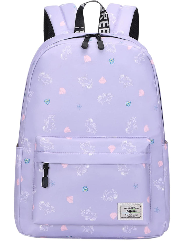 Lohol Leichter Schulrucksack für Mädchen, Kinder-Schulranzen-Rucksack mit Aufdruck (Einhorn Lila), E