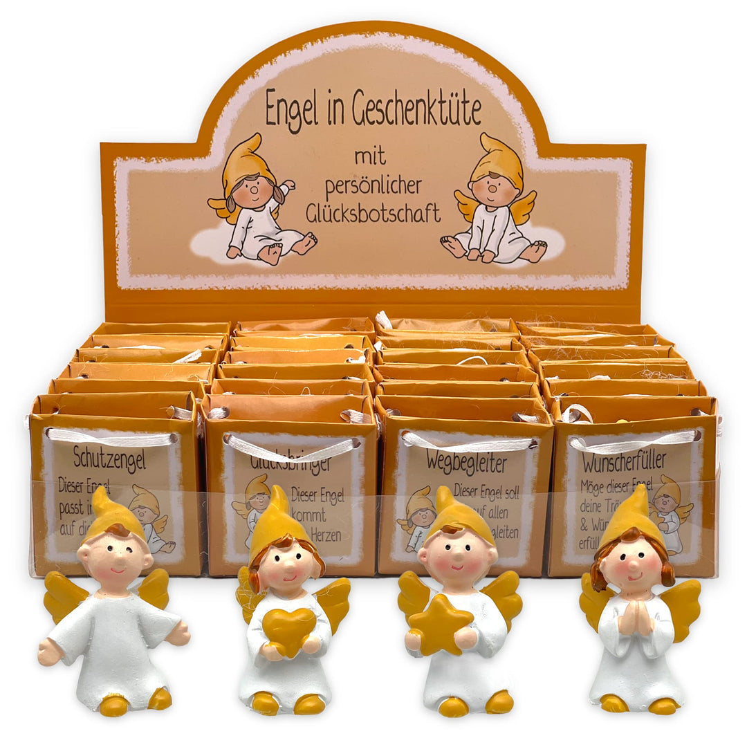MIK funshopping Schutzengel in Tüte 2-Fach Sortiert, 24er Display, Glücksbringer (goldgelb), Goldgel