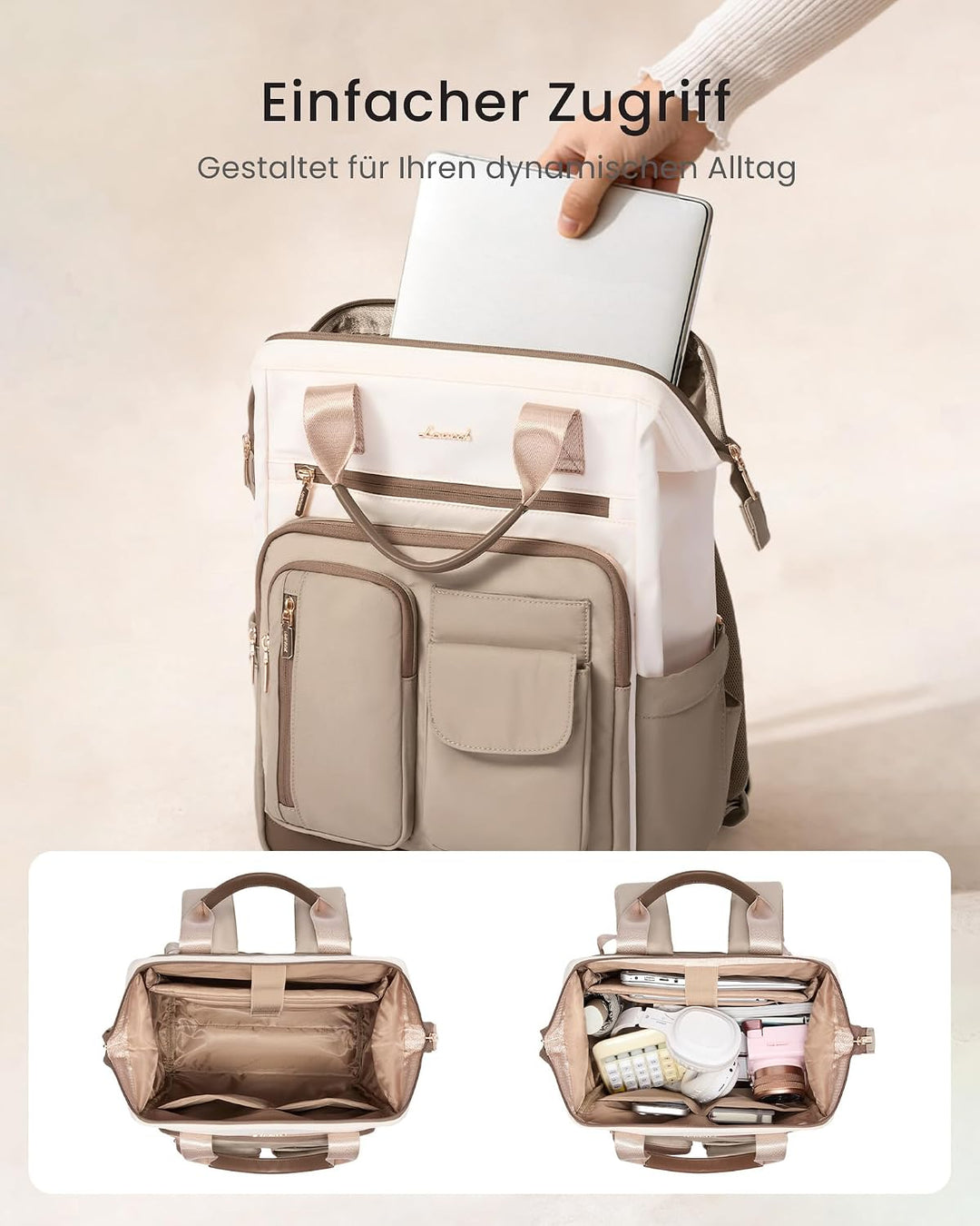 LOVEVOOK Rucksack Damen, 17,3 Zoll Laptop Schulrucksack Wasserdicht Mit 20 Taschen und Grossem Fach