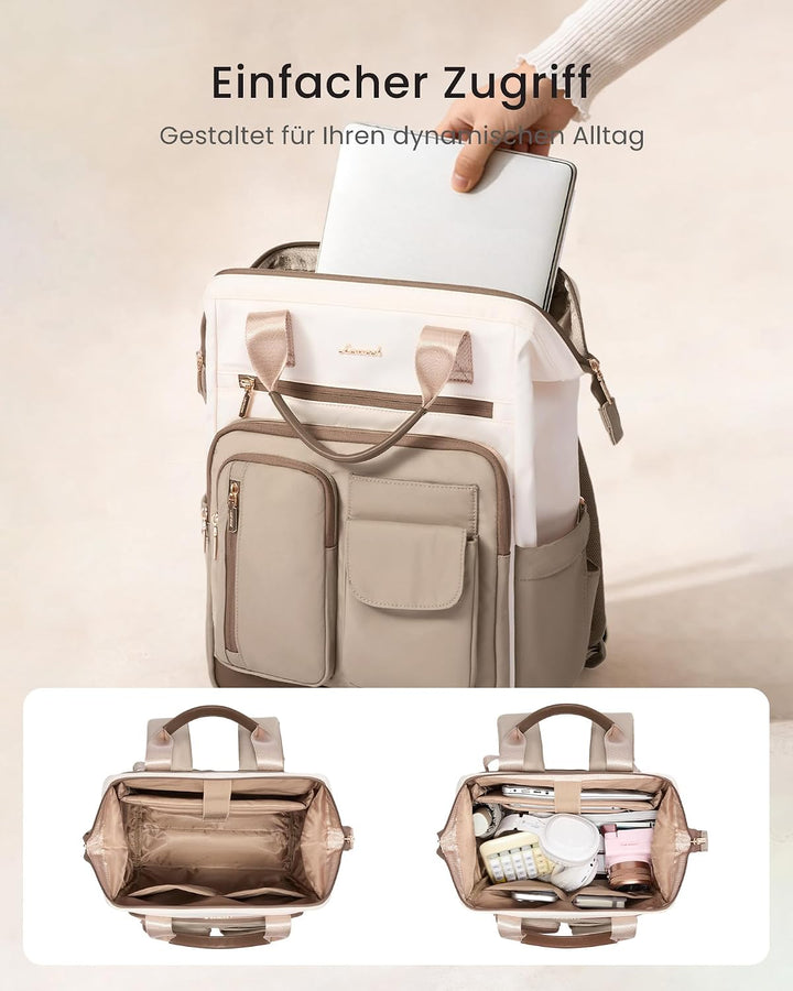 LOVEVOOK Rucksack Damen, 17,3 Zoll Laptop Schulrucksack Wasserdicht Mit 20 Taschen und Grossem Fach