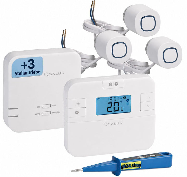 SmartHome Heizung Einzelraumregelung Digitaler Funk Raumthermostat mit Empfänger und 3 Stück Stellan