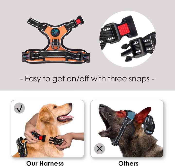 Phoepet Anti-Zieh-Hundegeschirr, reflektierend, verstellbar, mit Clip an der Vorderseite, Weste mit