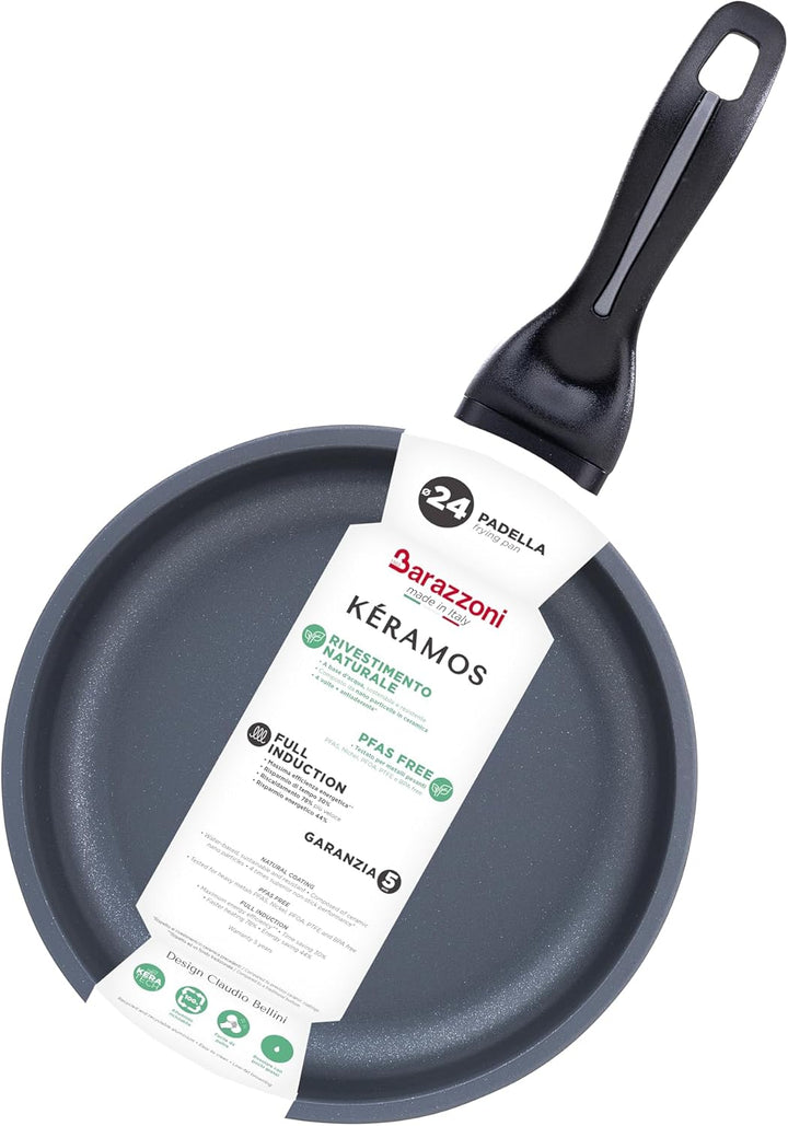 Barazzoni Pfanne Ø 32 cm, Keramikbeschichtung, Made in Italy, Induktion + Gas mit Scheibe Full Induc