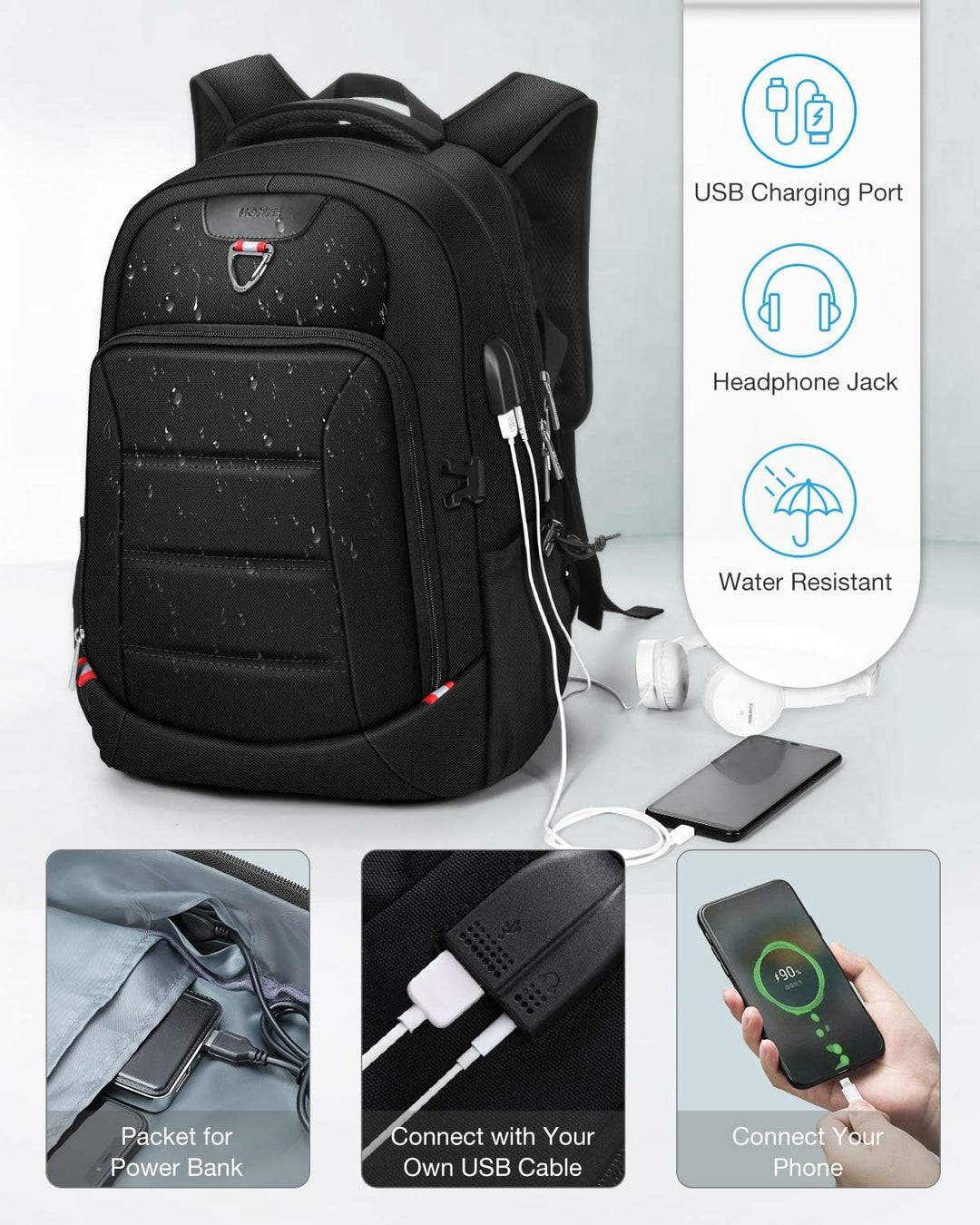 HOMIEE Laptop Rucksack Herren 17 Zoll, Laptoprucksack Laptop Backpack Men Business Gross Rucksack Ar