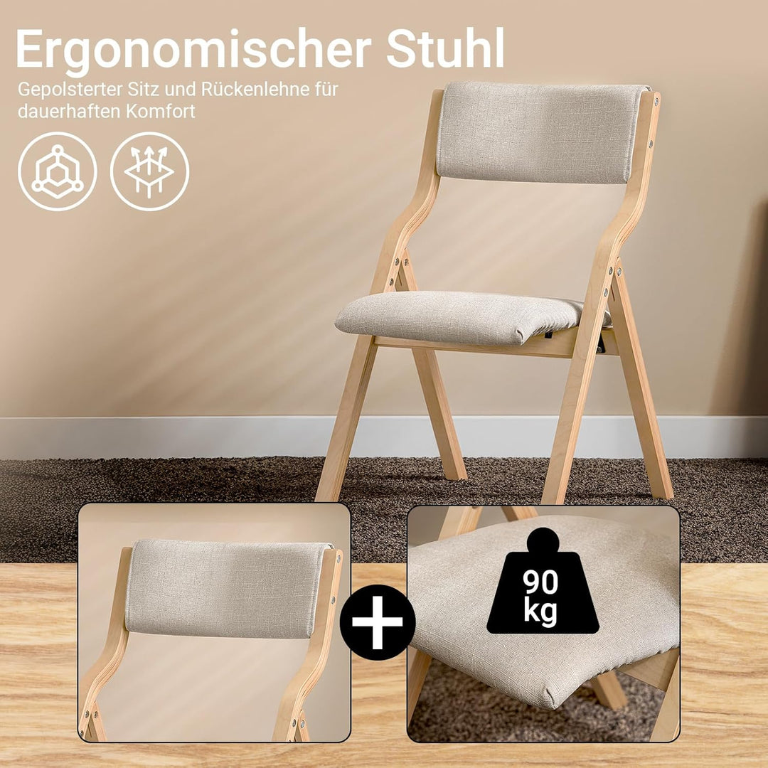 SoBuy FST40-HG Klappstuhl Küchenstuhl mit gepolsterter Sitzfläche und Lehne grau, Grau