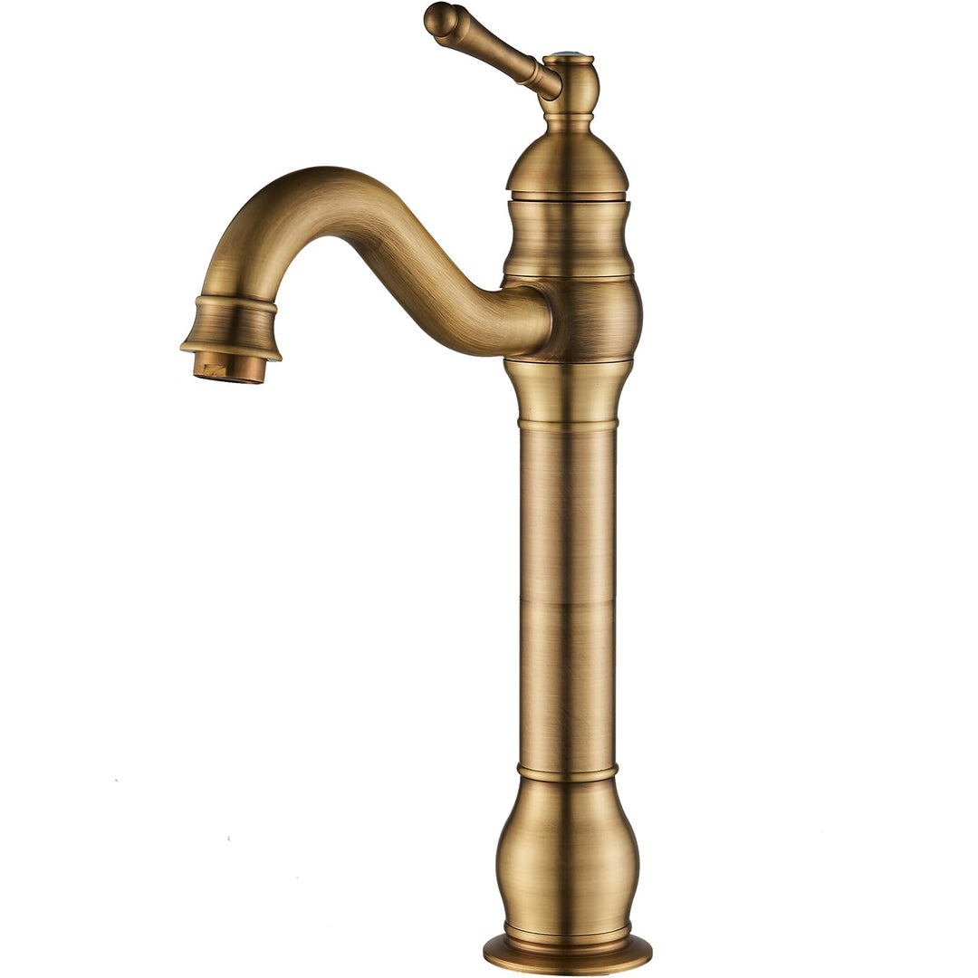 Rozin Wasserhahn Bad Antik Messing Arbeitsplatte Wasserhahn Hoch Waschtischarmatur 360°Schwenkbar Ei