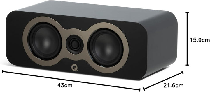 Q ACOUSTICS 3090c Center-Lautsprecher, Satin-Schwarz, 2-Wege-Reflex-Gehäusetyp, 2 x 4 Mittel-/Bass-T