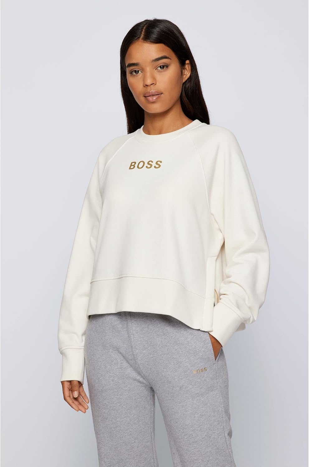 BOSS Damen C_elia_Gold Sweatshirt M Open White118, M Open White118