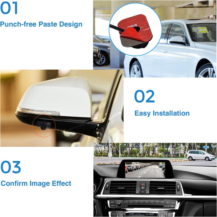 PARKVISION Rückfahrkamera Seitenkamera Auto Frontkamera mit drehbares Objektiv, Beidseitig geklebte