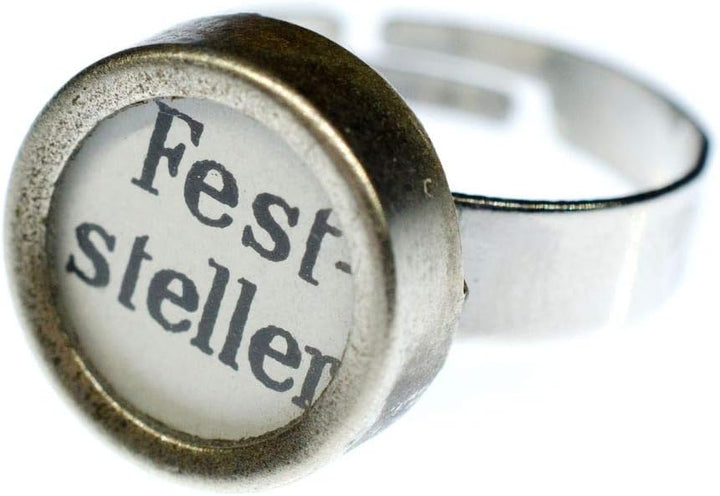 Miniblings Ring Feststeller Schreibmaschinentaste Vintage Upcycling weiss - Handmade Modeschmuck I F